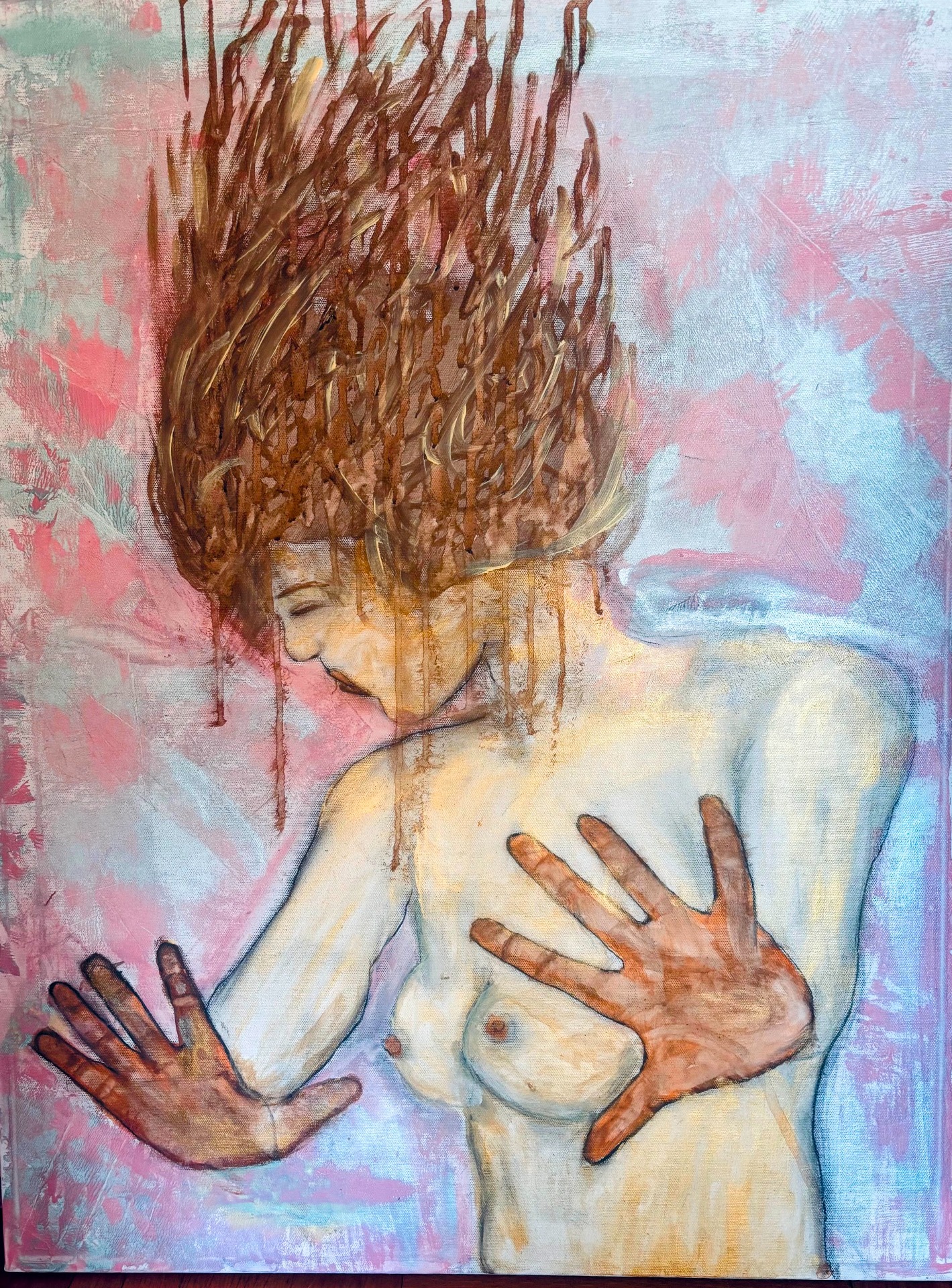 "Stråler av håp, kiler av tvil" - Akrylmaleri 60x80cm Kr.6500,-,-