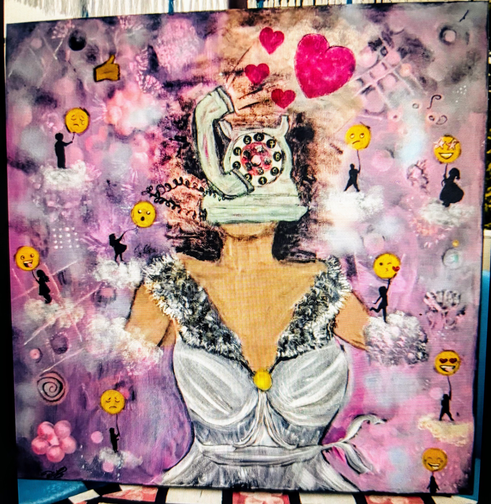 "En værden av misforståelser" Akrylmaleri 80x80cm Kr. 3500,-